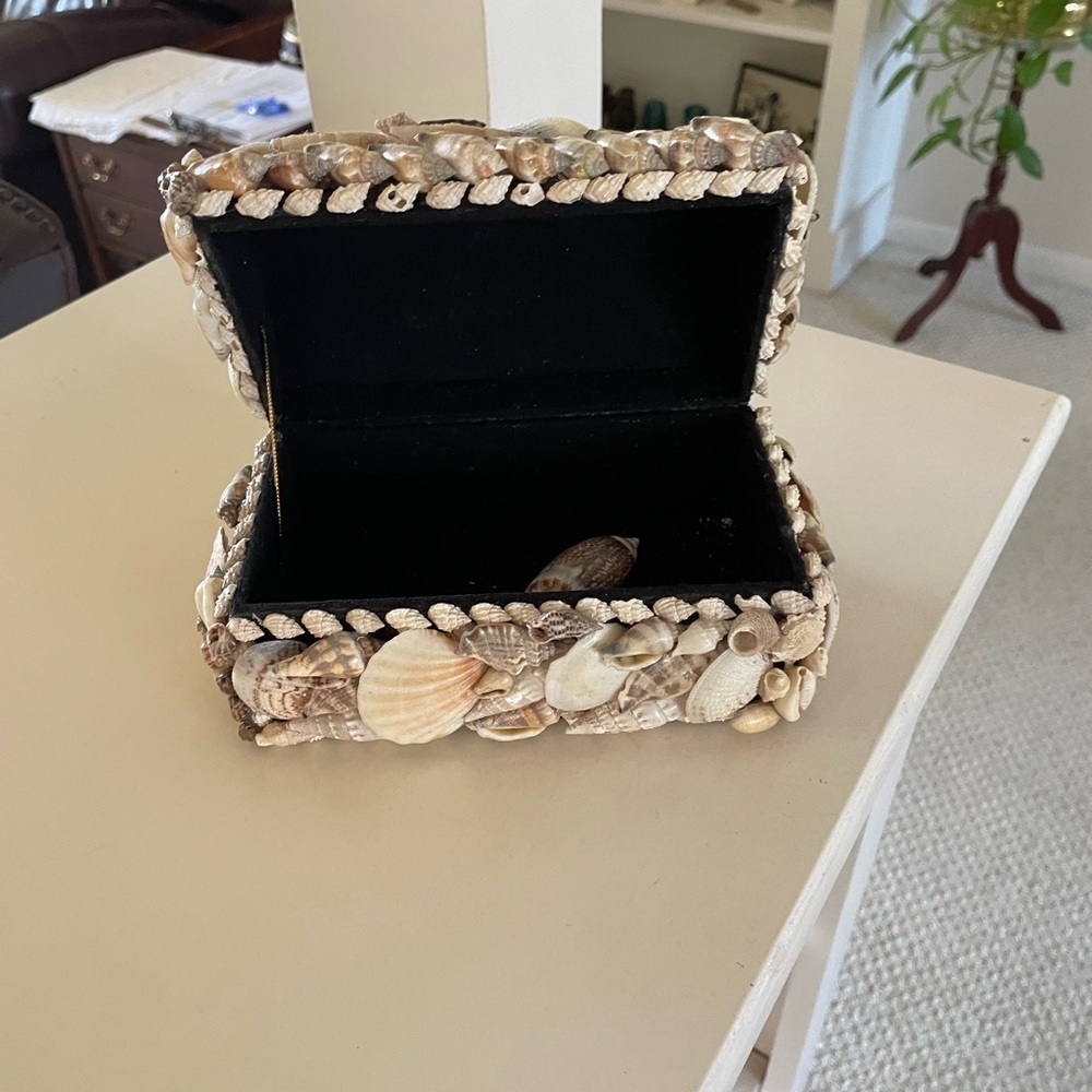 Vintage, Hand-Crafted Seashell Jewelry or Trinket Box, Heavily Encrusted.
